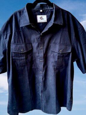 Coevals Club Black Button Up Western Shirt Pearl Snaps Short Sleeve Mens XXL